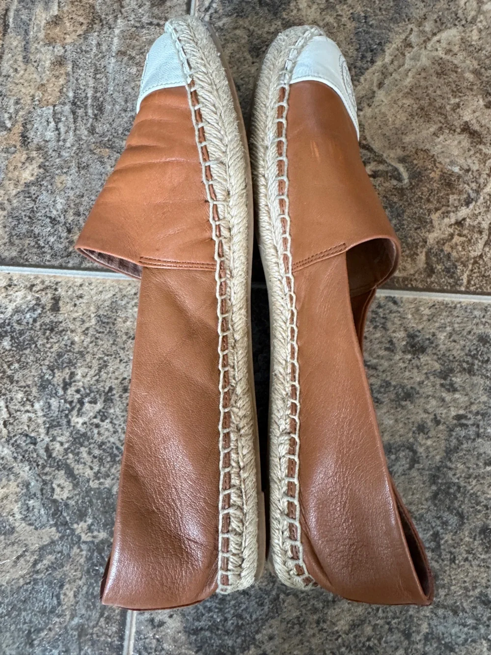 Tory Burch Colorblock Nappa Leather Espadrille Shoes- Tan, Women’s Size 9.5M